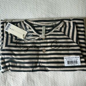 Henley bubble jumpsuit, black stripe